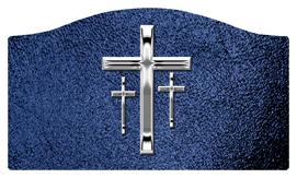 DASHELL-517-SL-SH-BL Silver 3 Crosses Shimmer Blue Background